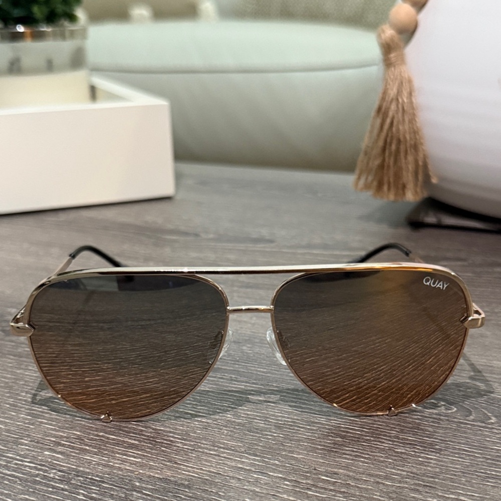 Quay Gold Aviator Sunglasses